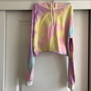 Multi tie dye cropped hoodie
